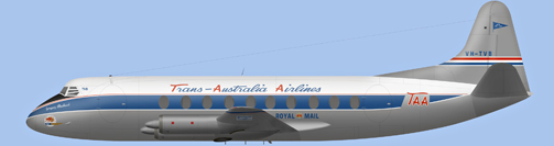 David Carter illustration of Trans-Australia Airlines Viscount VH-TVB